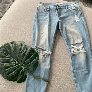 Blue ripped jeans